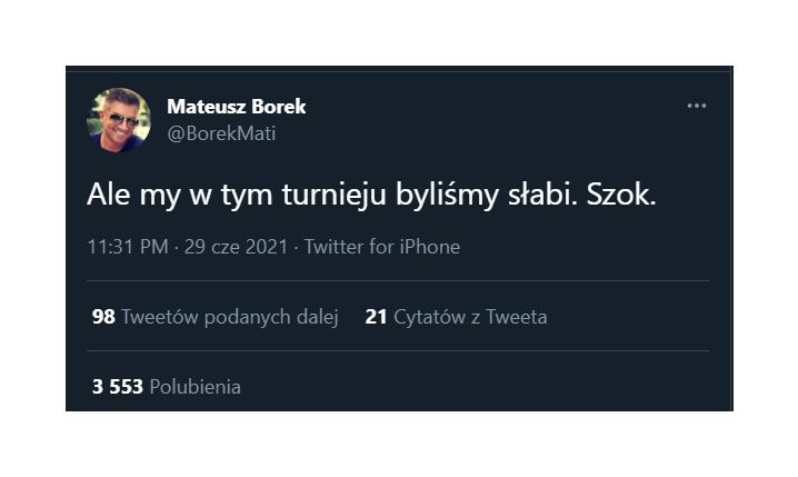 TWEET Mateusza Borka po meczu Ukrainy ze Szwecją! :D